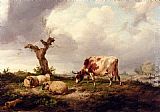Thomas Sidney Cooper A Cow With Sheep In A Landscape painting